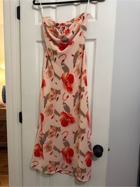 fab'rik Blush Floral Cowl Neck Maxi Slip Dress